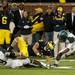 Michigan wide receiver Drew Dileo makes a catch in the remaining seconds against Michigan State on Saturday. Michigan won 12-10. Daniel Brenner I AnnArbor.com